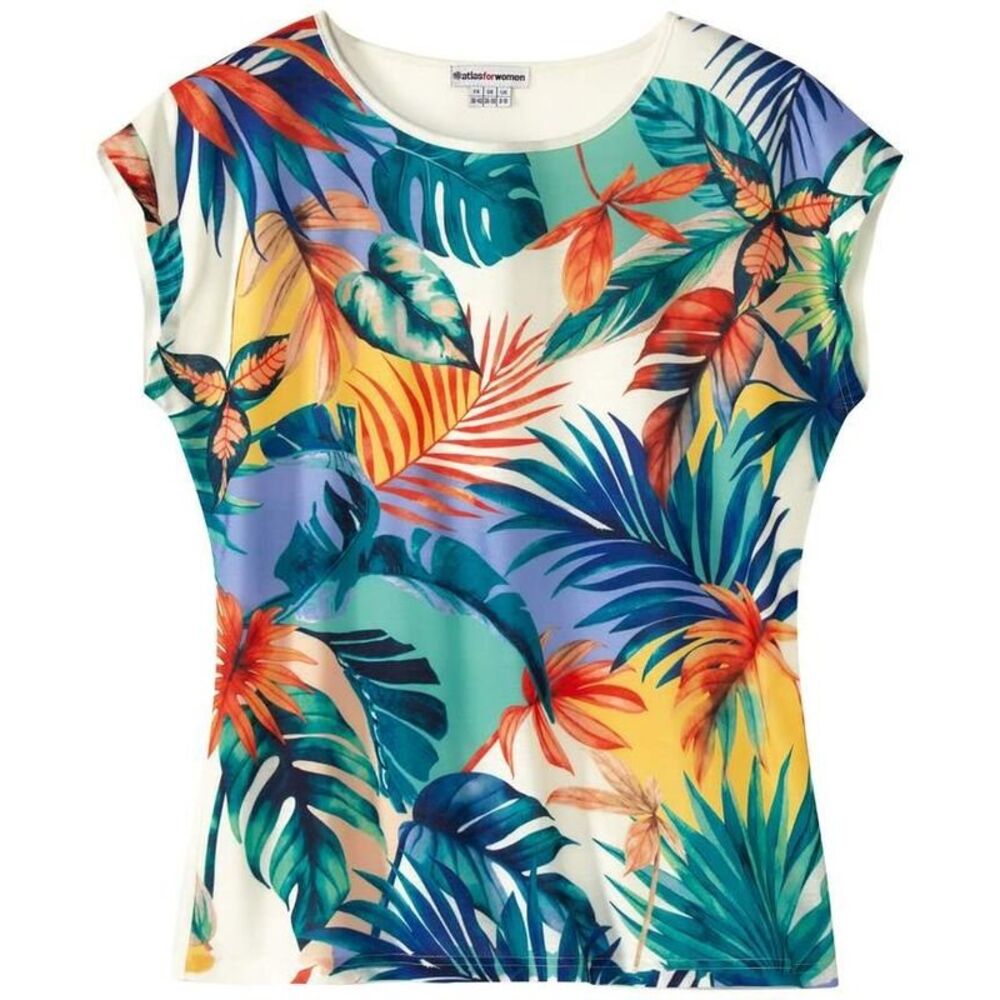 Atlas for Women Womens/Ladies Leaf Print Drop  T-Shirt / Multicolored